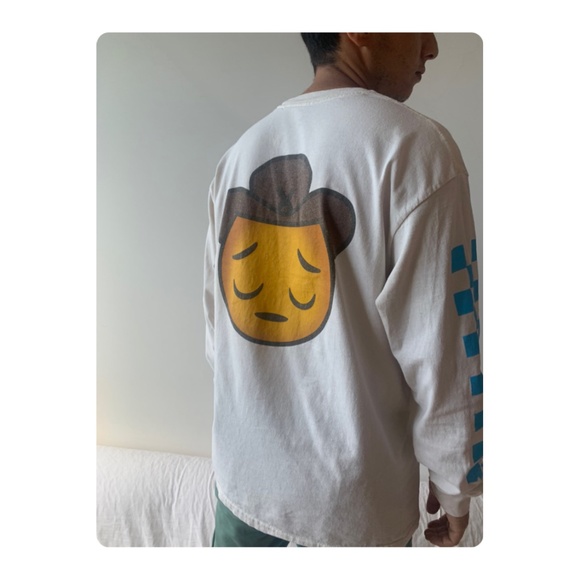 Sad Cowboy Emoji Long-Sleeve Tee - Picture 3 of 9